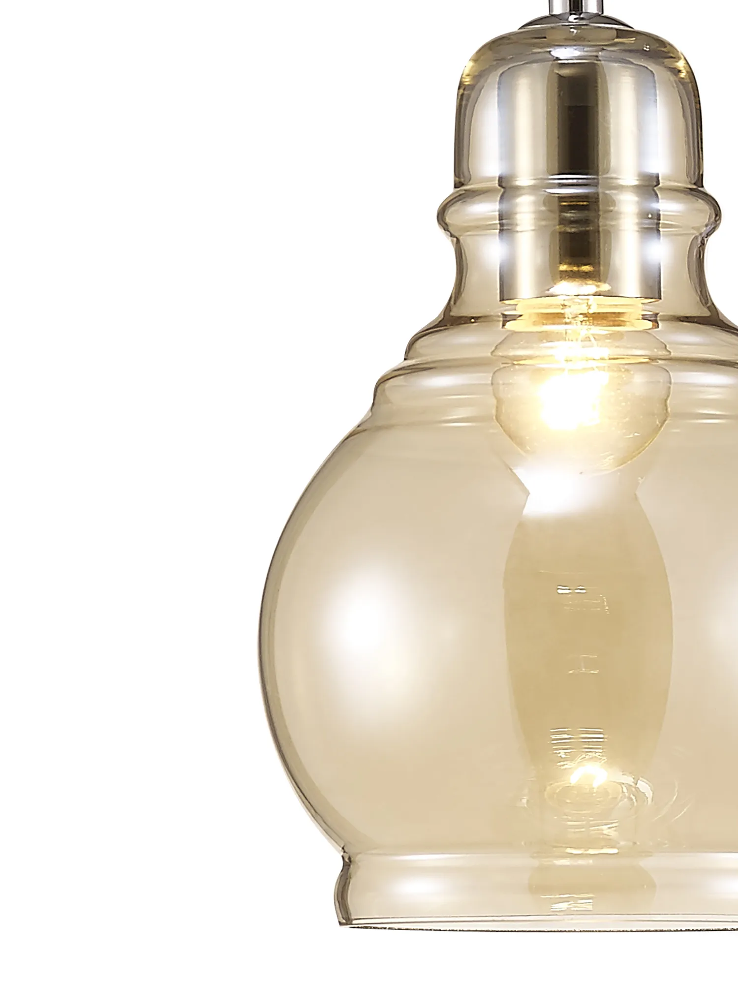 Ariel 16cm Cognac Glass Pendant 1 Light Polished Chrome D0097  Deco Ariel